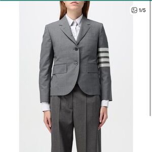 Thom Browne Gray Blazer with Striped Sleeve Size 36